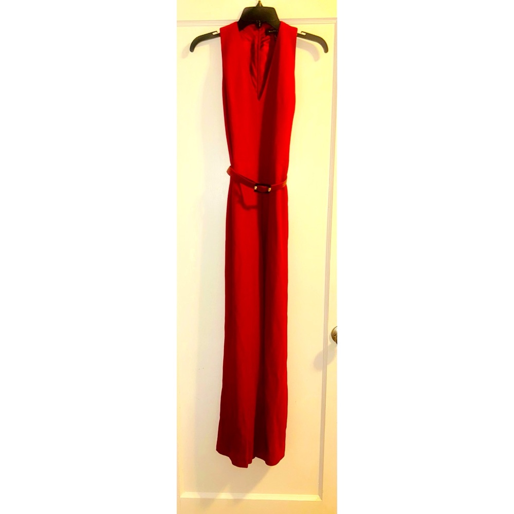 Ralph Lauren Black Label Red One Piece Jumpsuit Belted Size 4